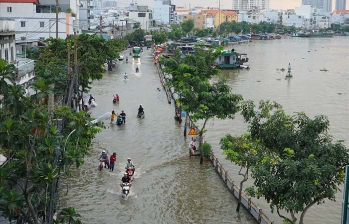 Thành phố HCM bị ngập lụt do ảnh hưởng của nước biển dâng