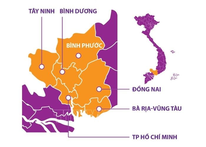 Vùng Đông Nam Bộ nằm hoàn toàn trong khu vực nhiệt đới gió mùa cận xích đạo