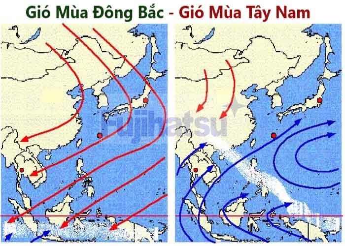 Hình ảnh gió mùa Tây Bắc và gió mùa Đông Bắc